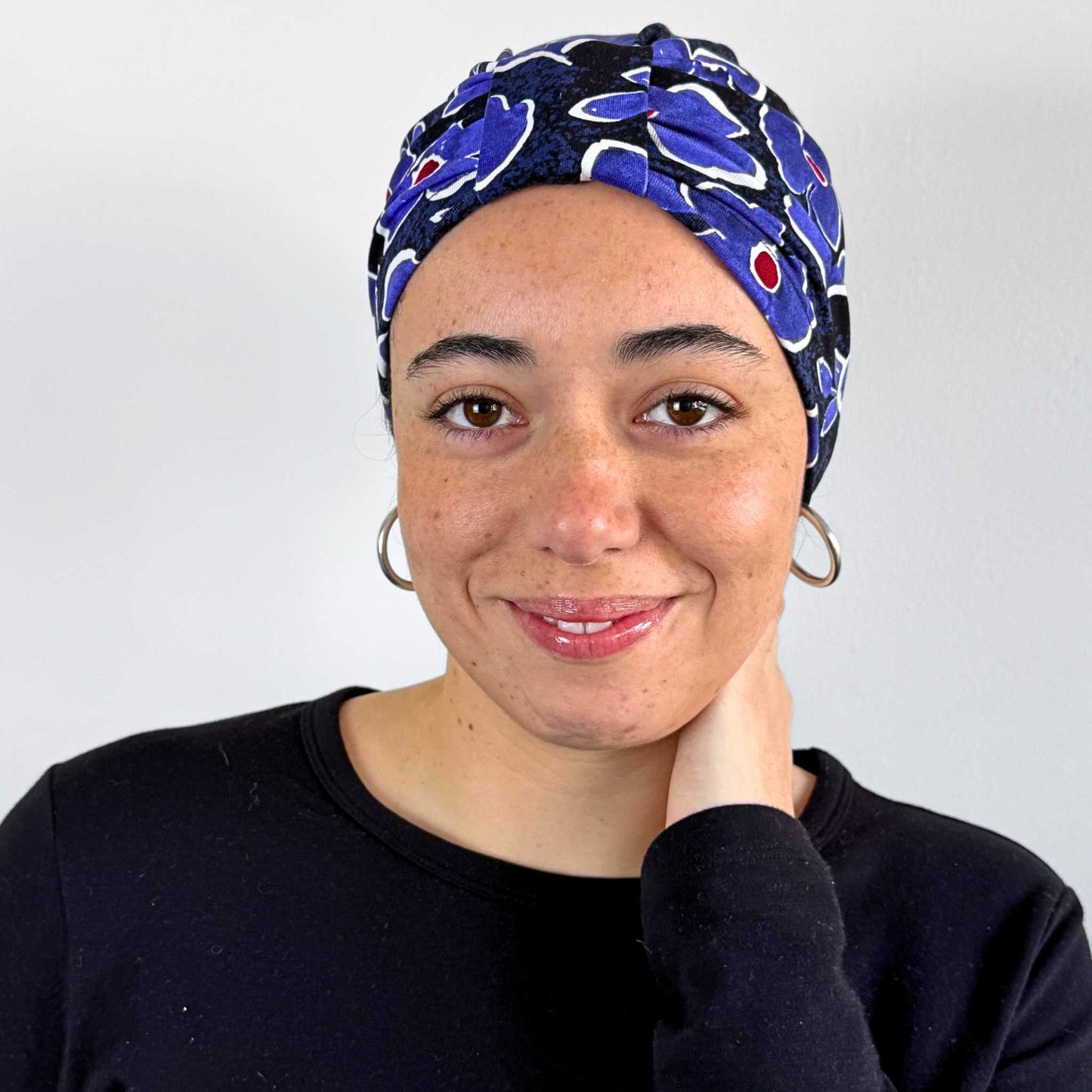 Purple Watercolour Turban Bow Cap