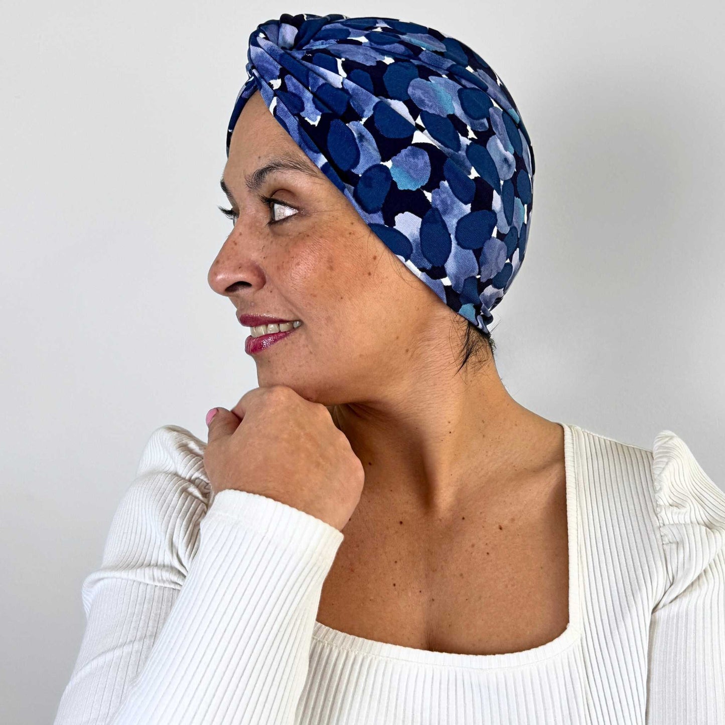 Blue Brush Turban Hat