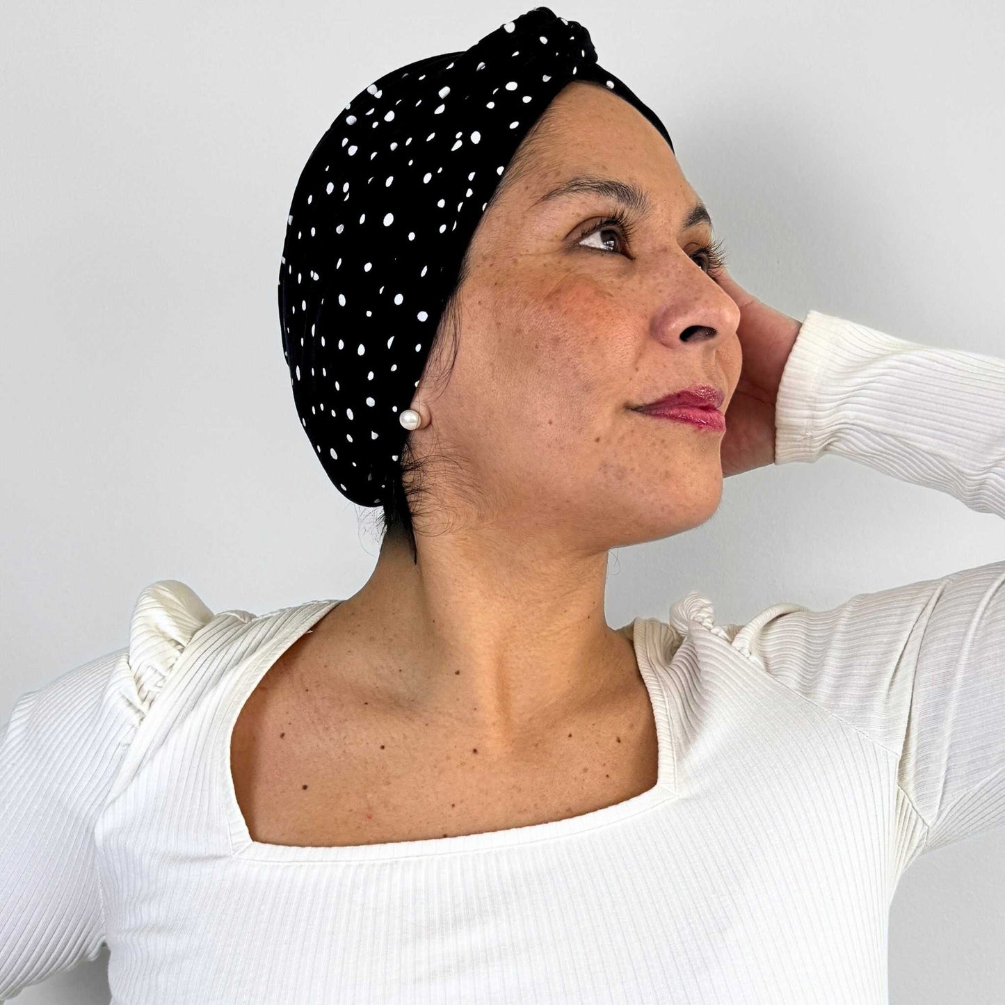 Polka Navy Turban Hat