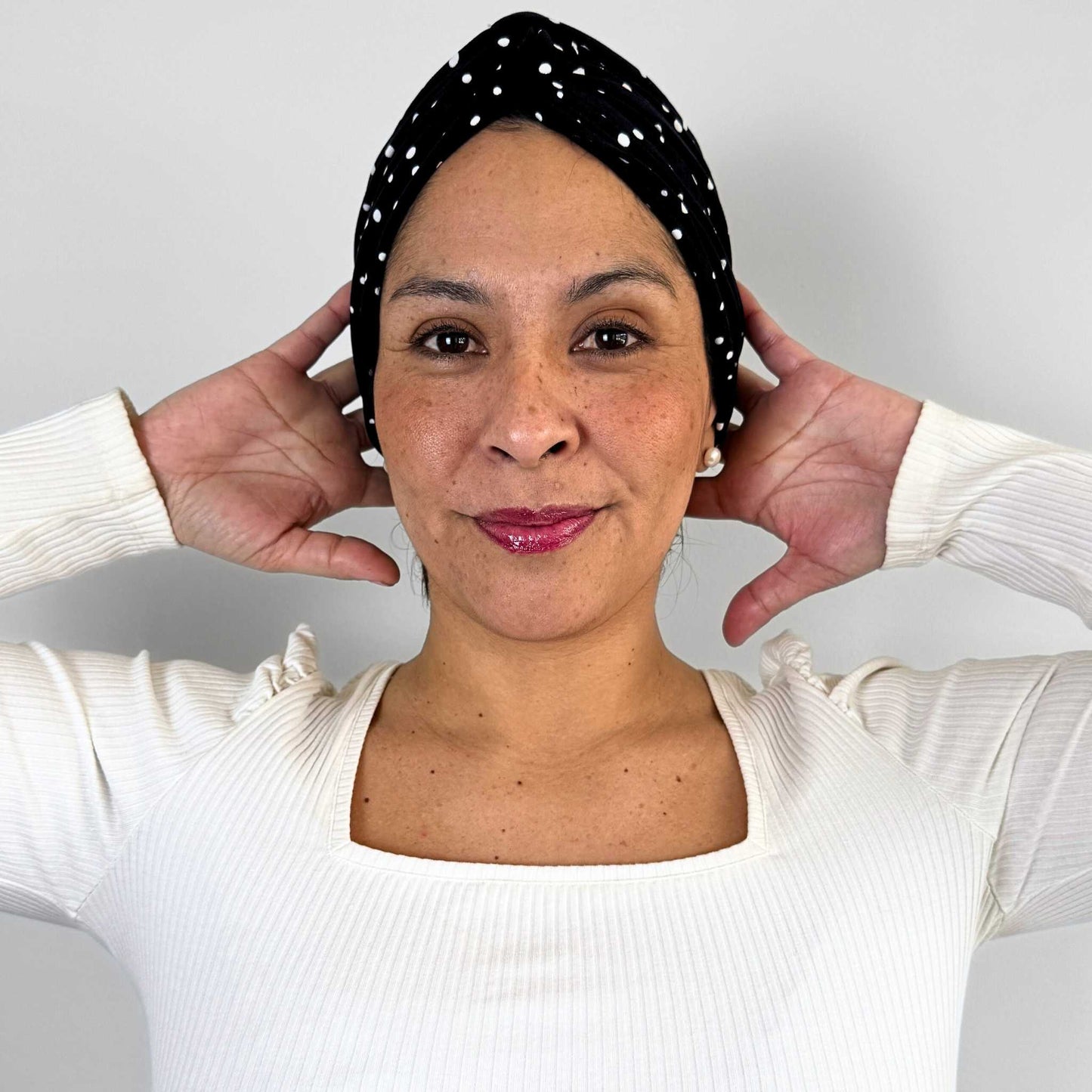 Polka Navy Turban Hat