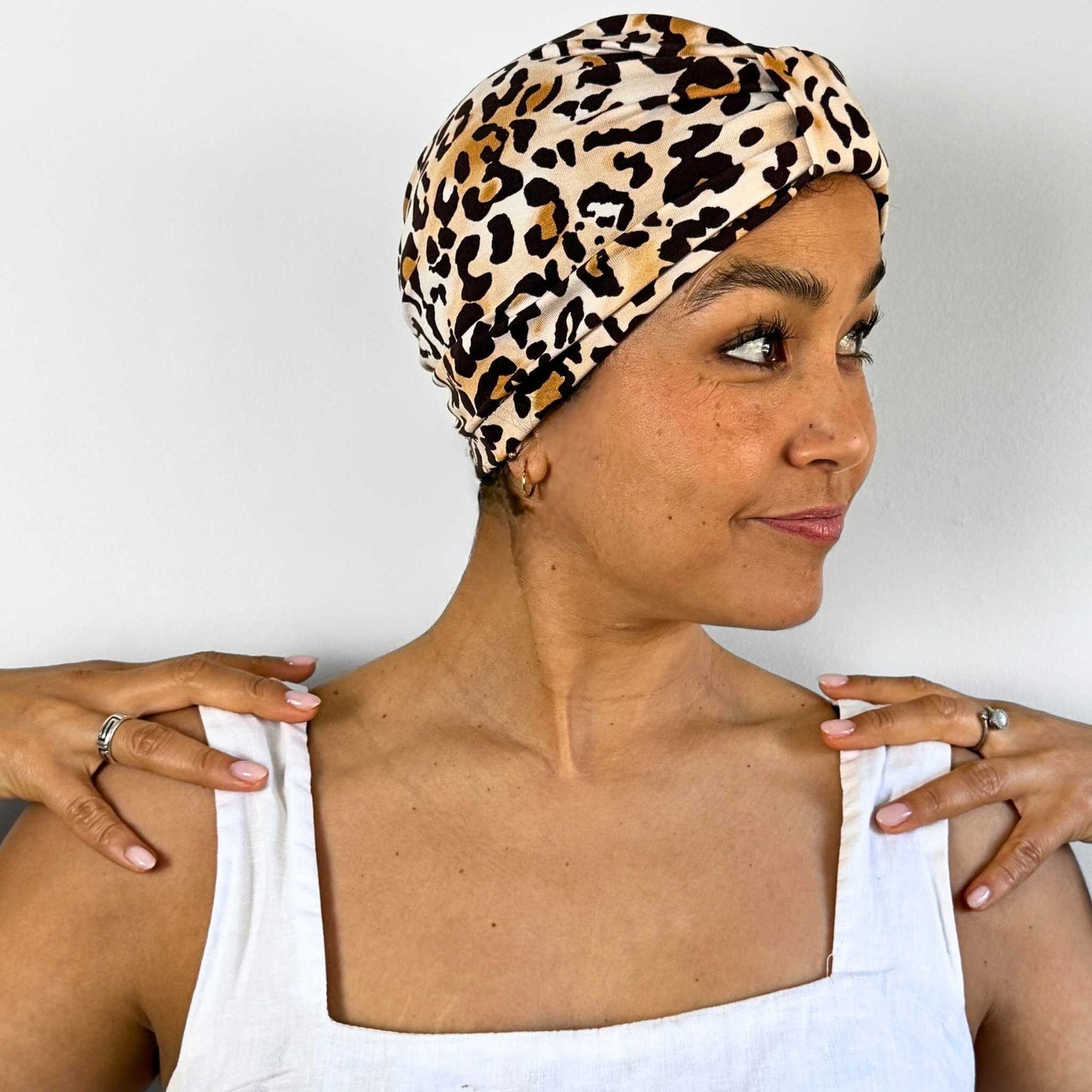 Mocha Leopard Turban Bow Cap