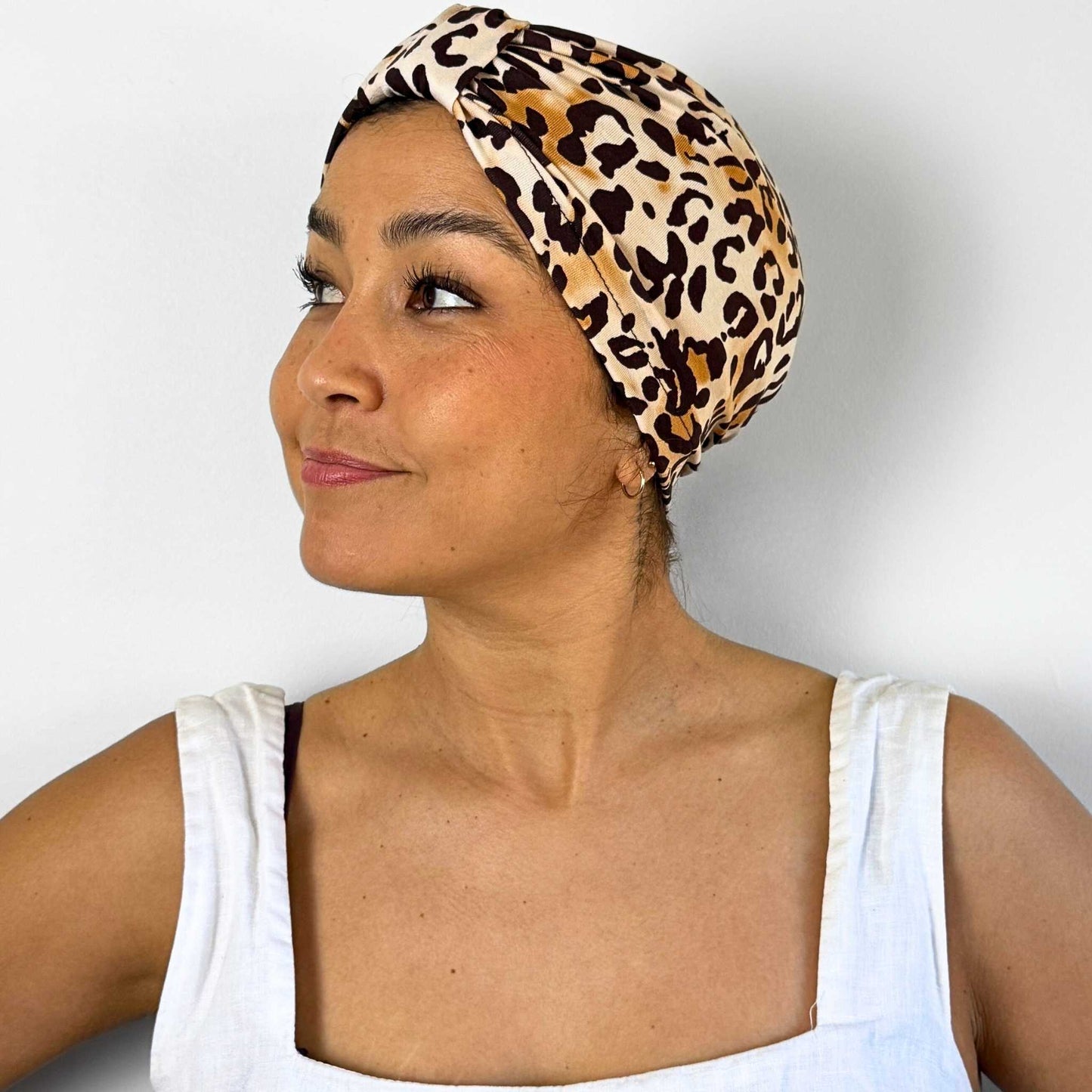 Mocha Leopard Turban Bow Cap