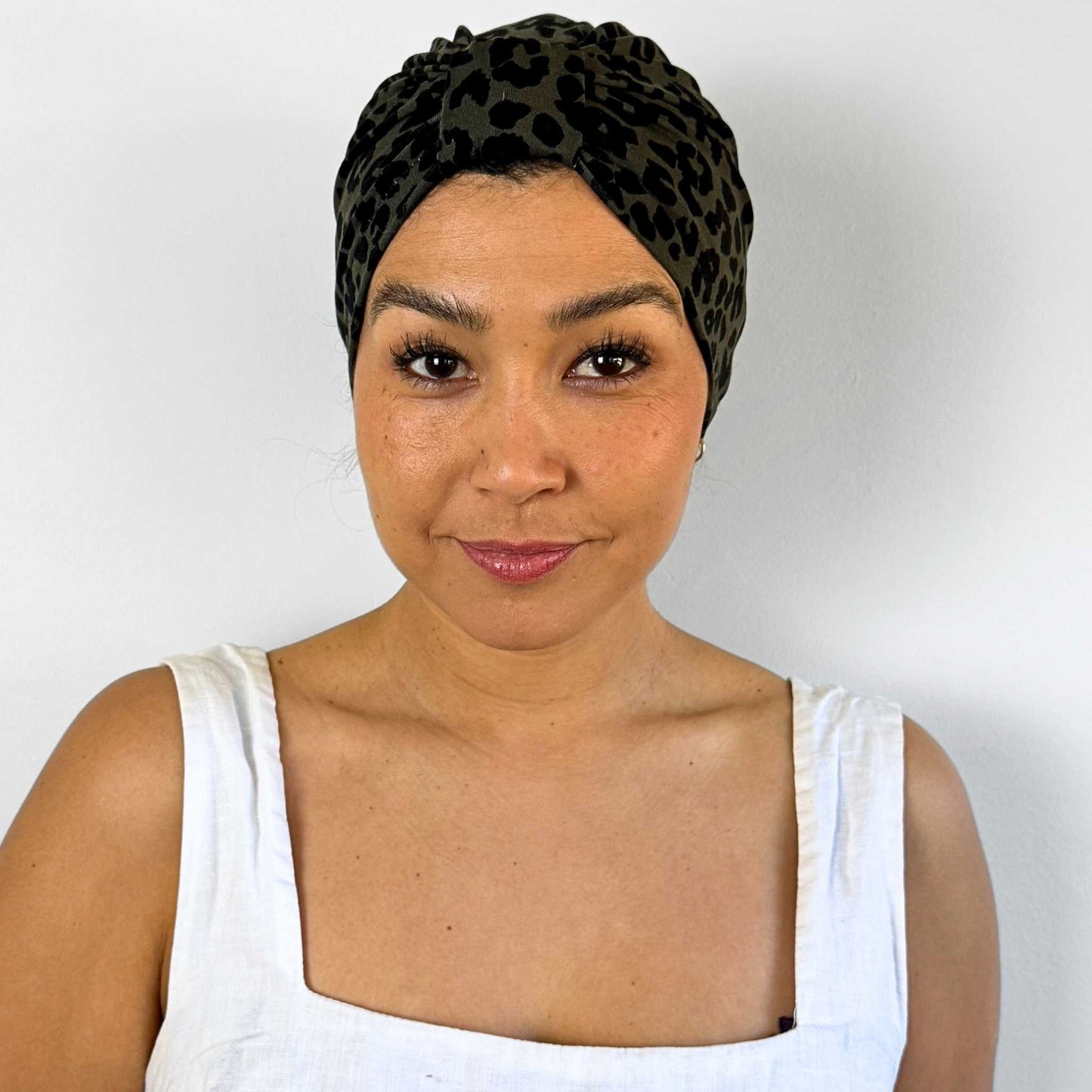 Leopard Green Turban Bow Cap