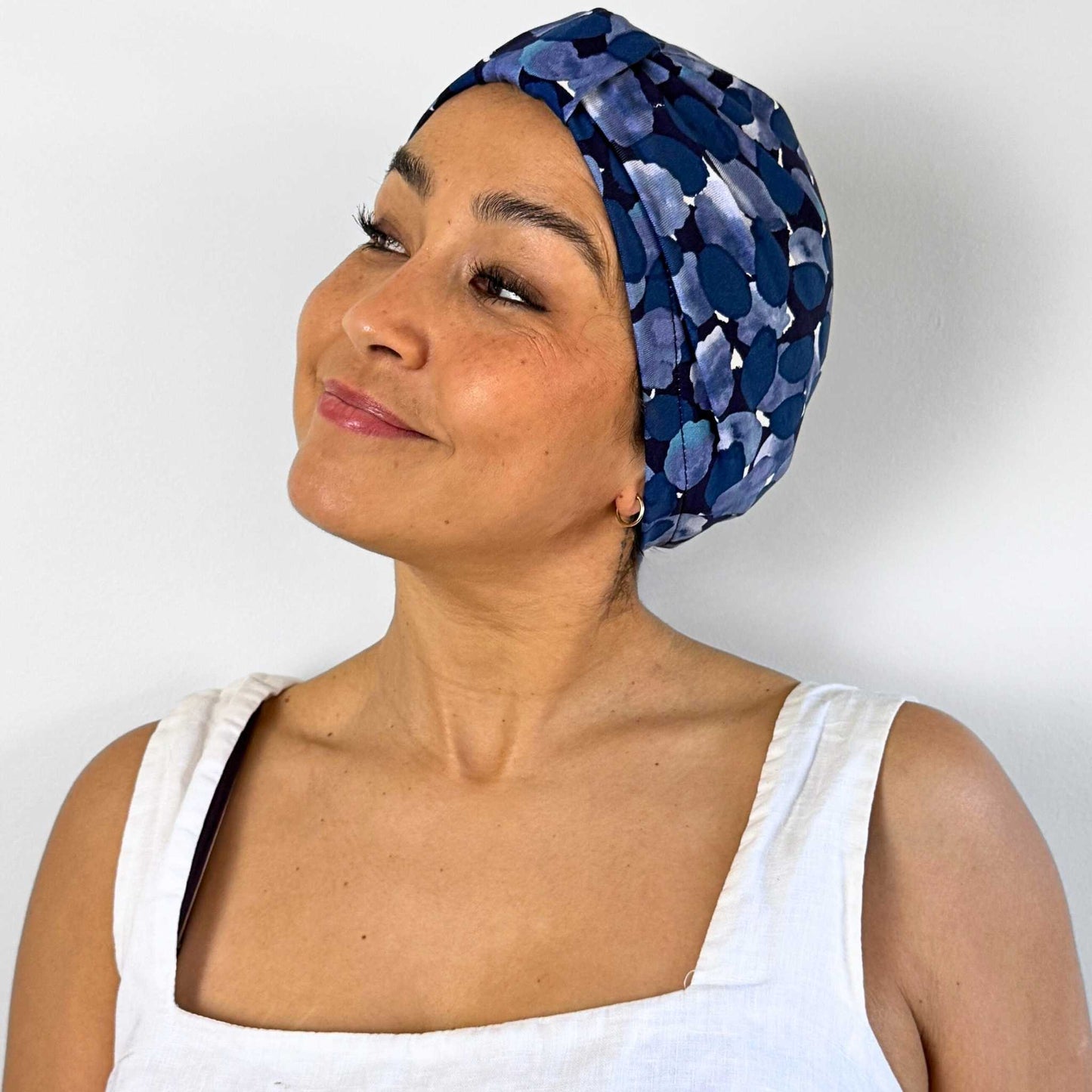 Blue Brush Turban Bow Cap