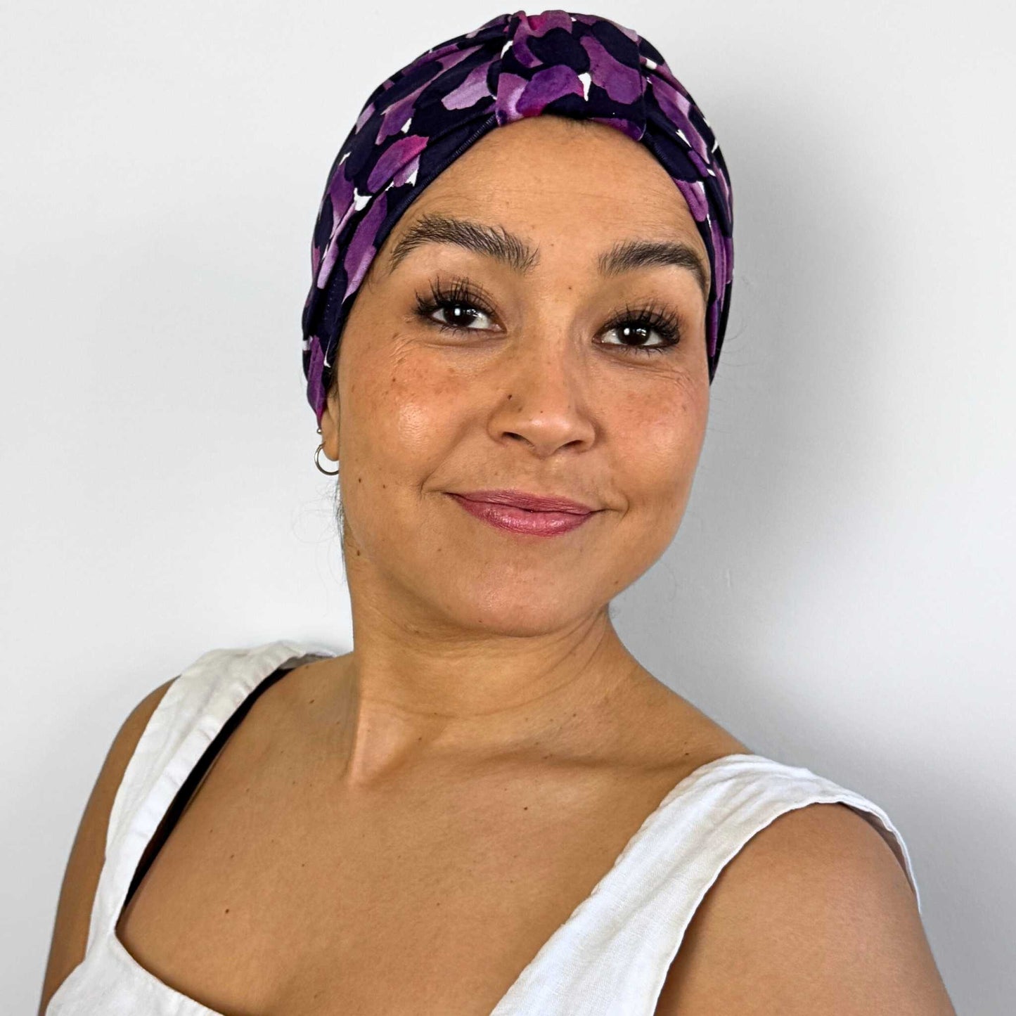 Purple Brush Turban Bow Cap
