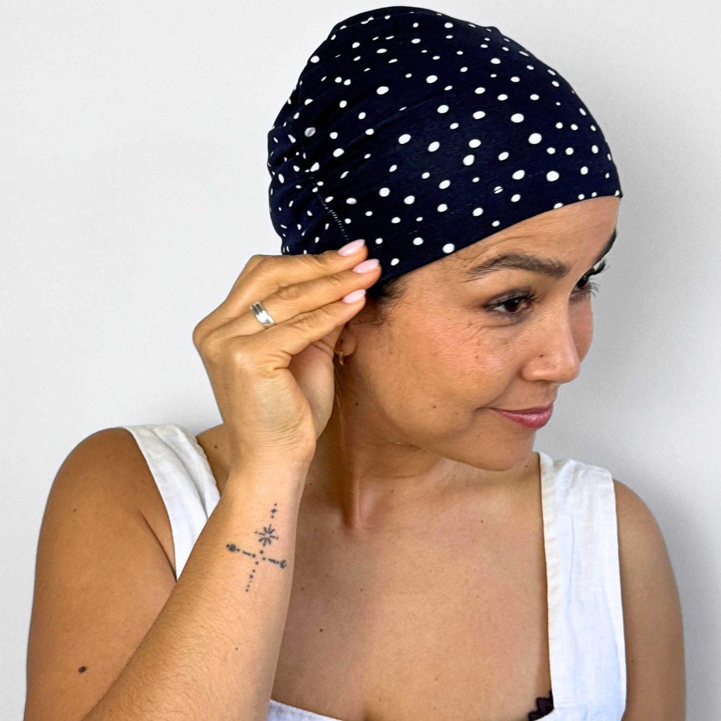 Polka Navy Softie Cap