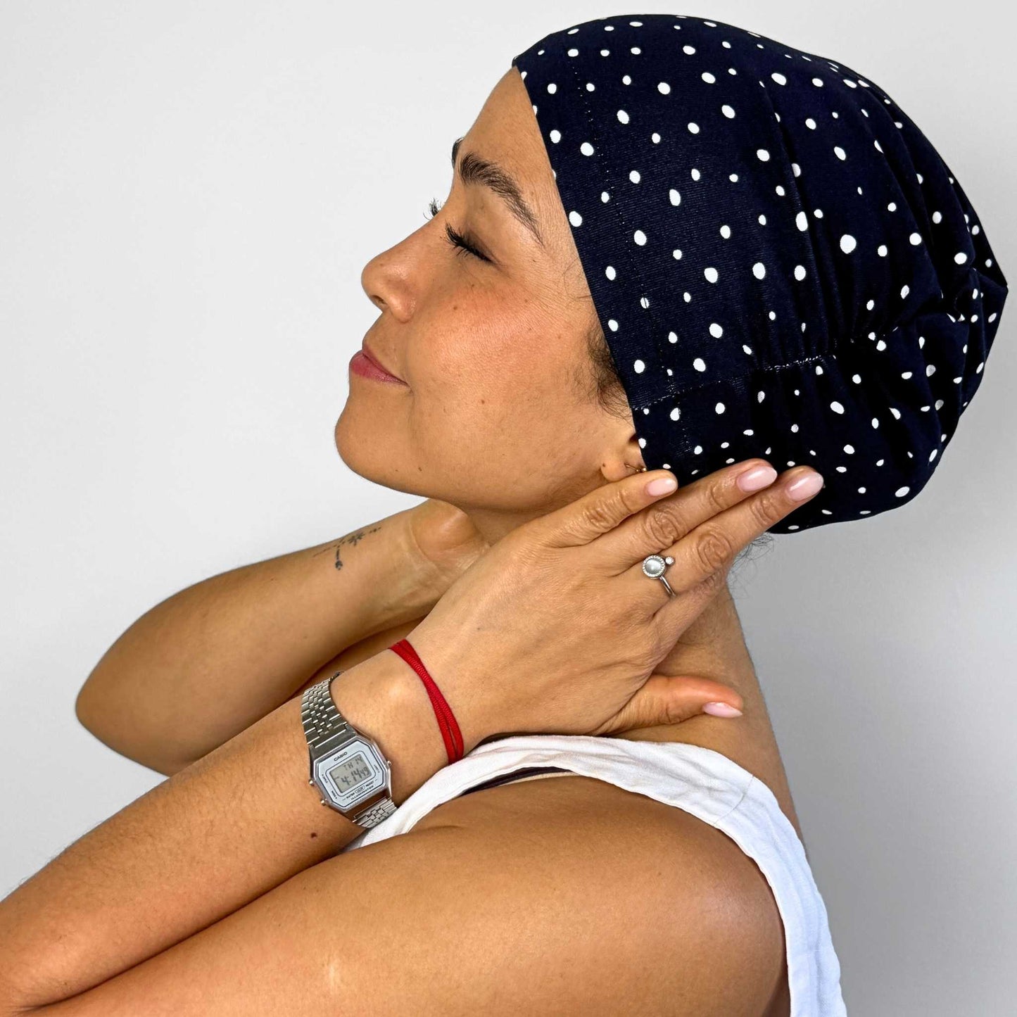 Polka Navy Softie Cap