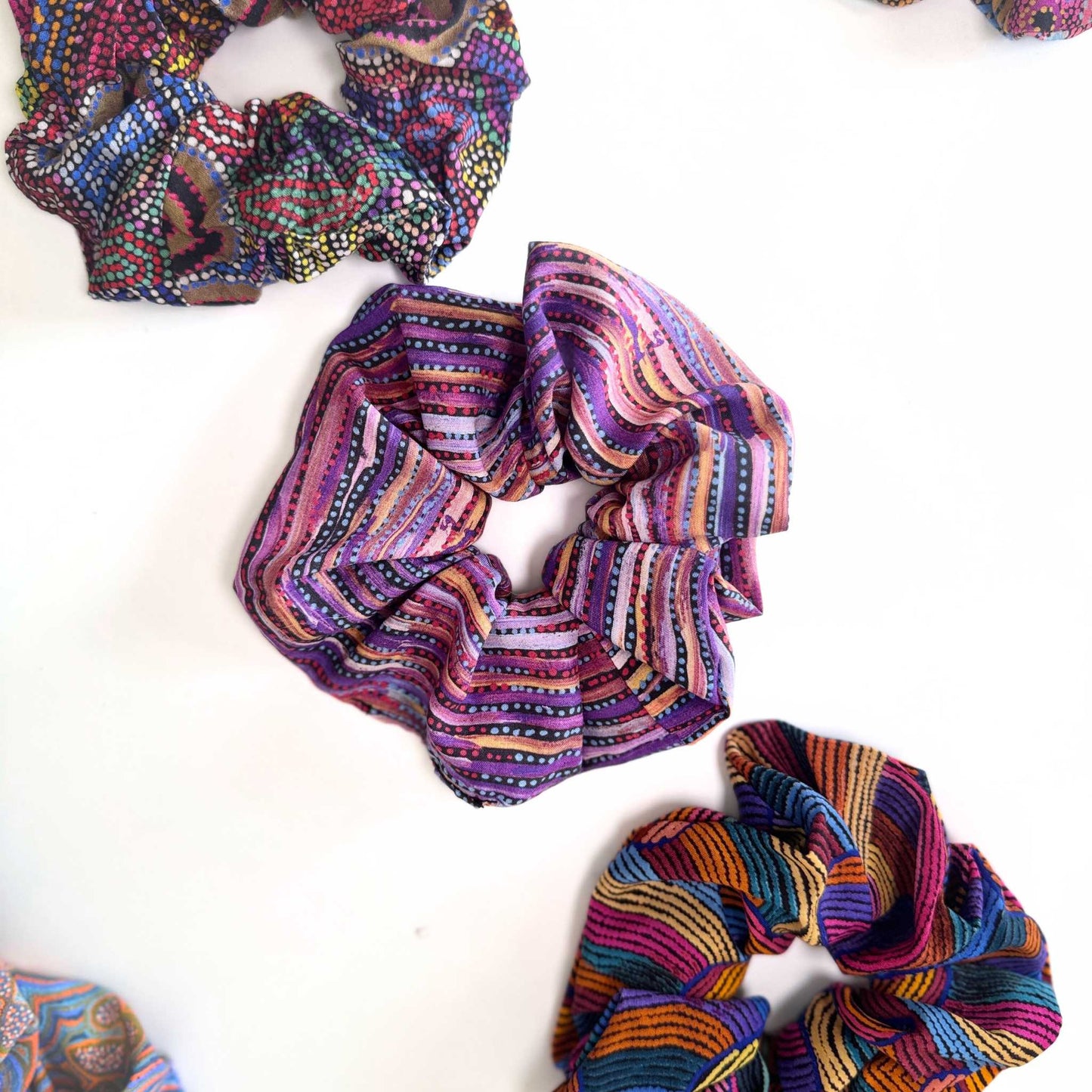 Warlukurlangu Rainbow Scrunchie - Aboriginal Art