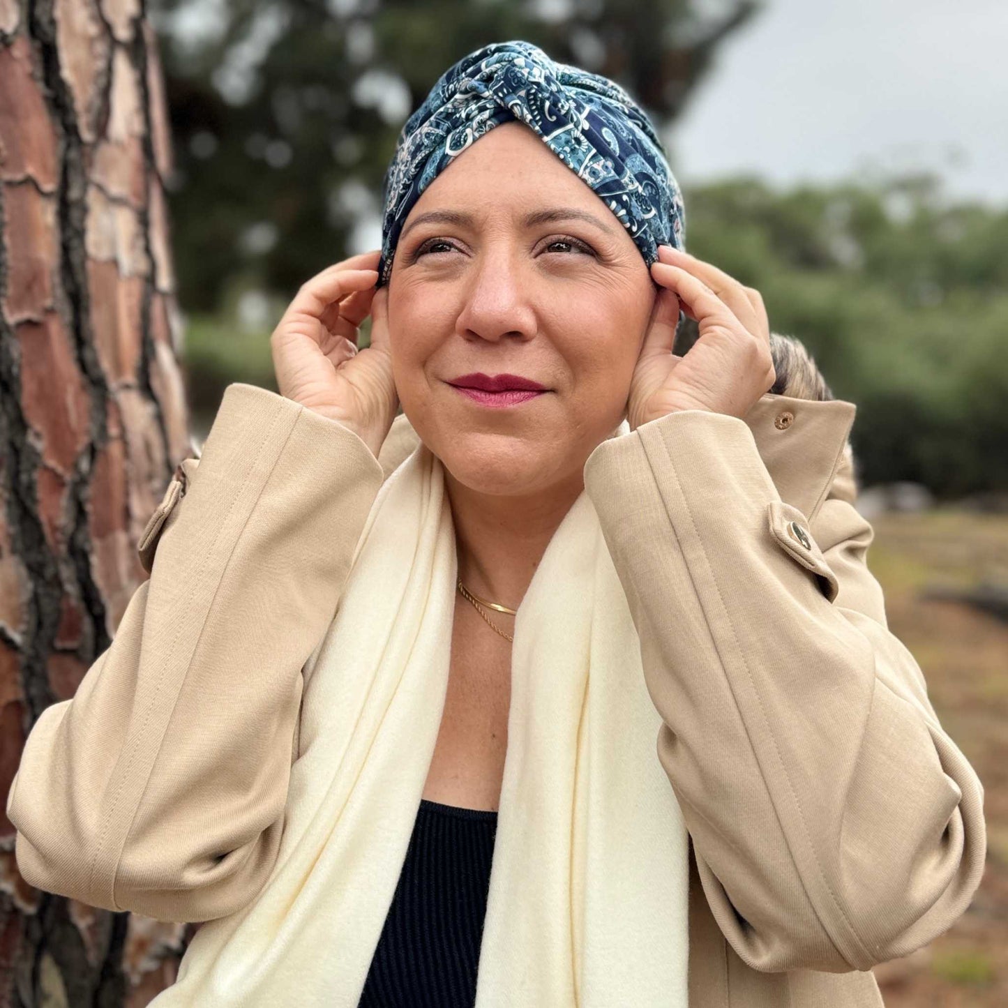 Blue Paisley Turban Hat