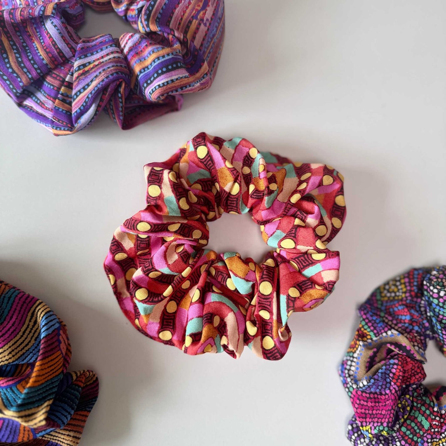 Bush Tomato Red Scrunchie - Aboriginal Art