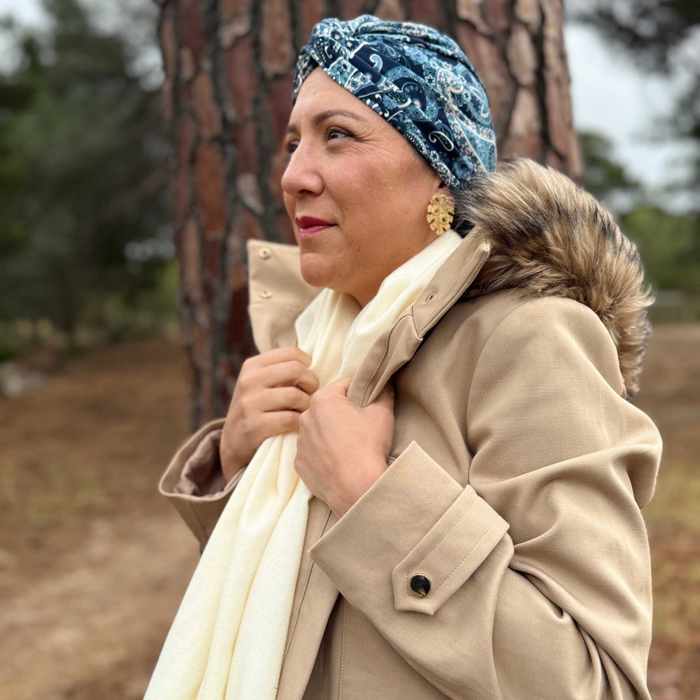 Blue Paisley Turban Hat