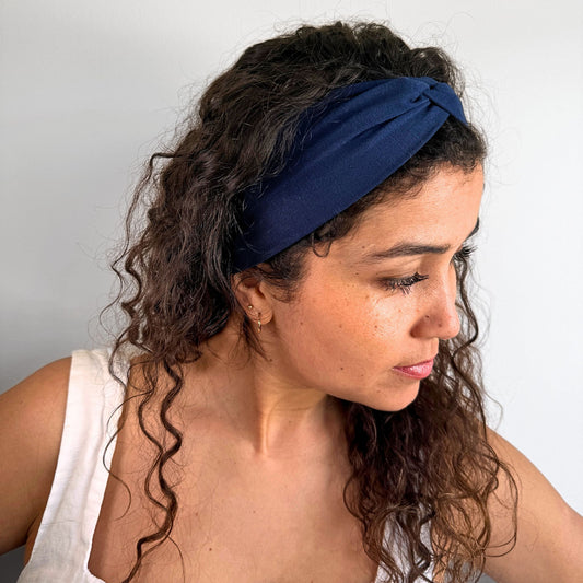 Blue Navy Plain Headband - Eco Light Fabric