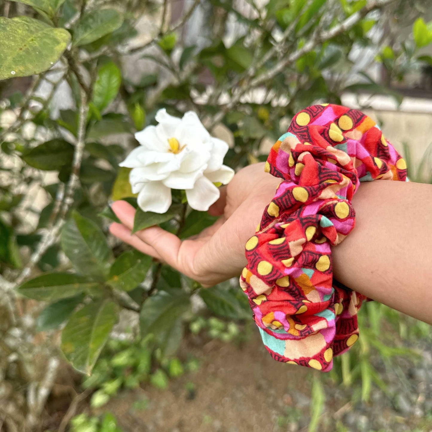 Bush Tomato Red Scrunchie - Aboriginal Art