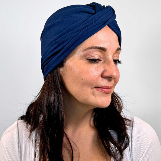 Blue Navy Plain Turban Hat
