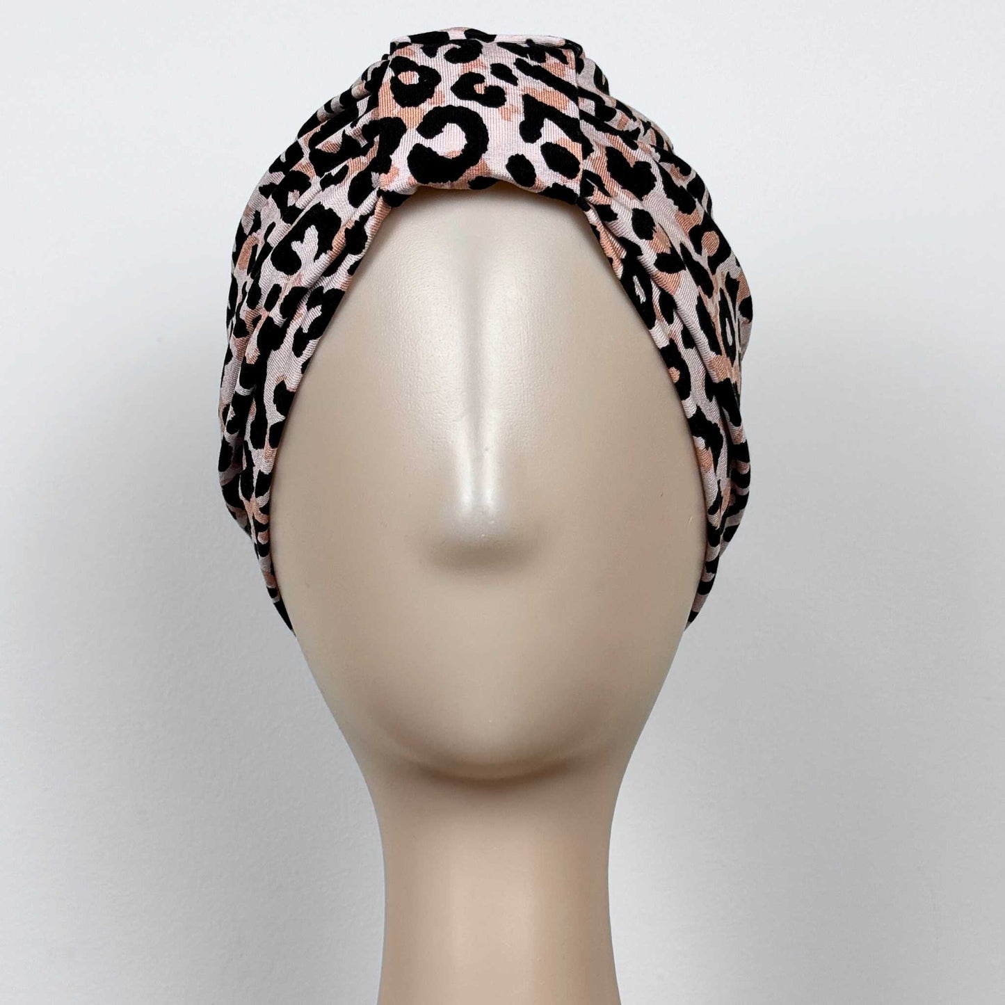 Rose Animal Print Turban Bow Cap