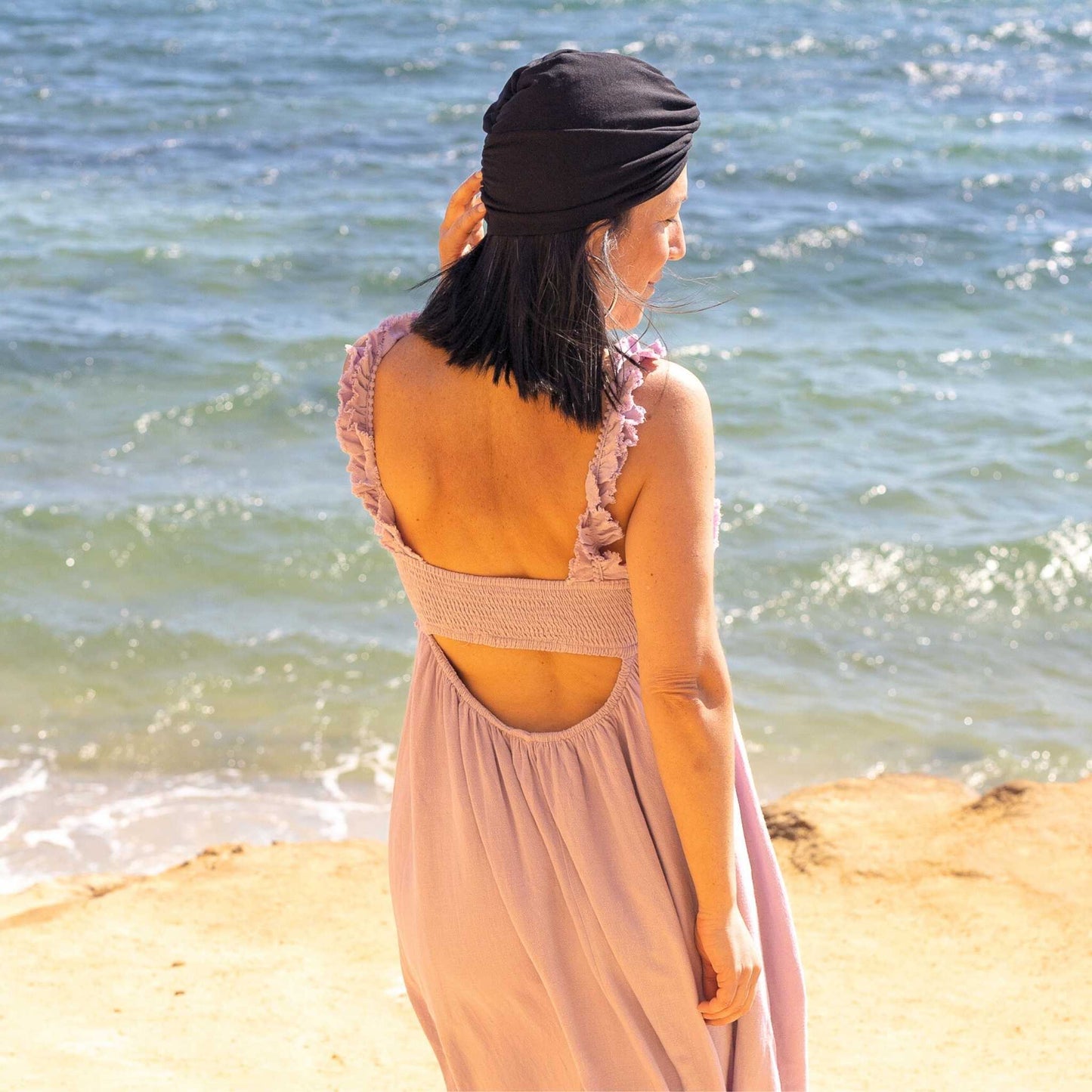 Black Plain Turban Hat