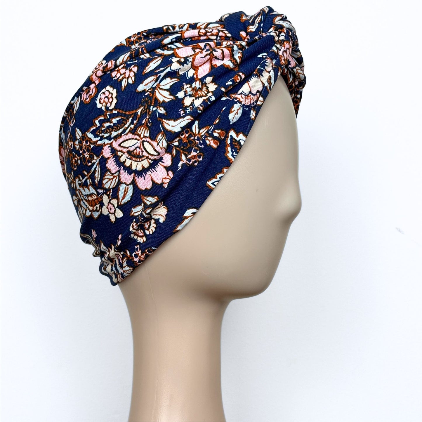 Floral Blue Turban Hat