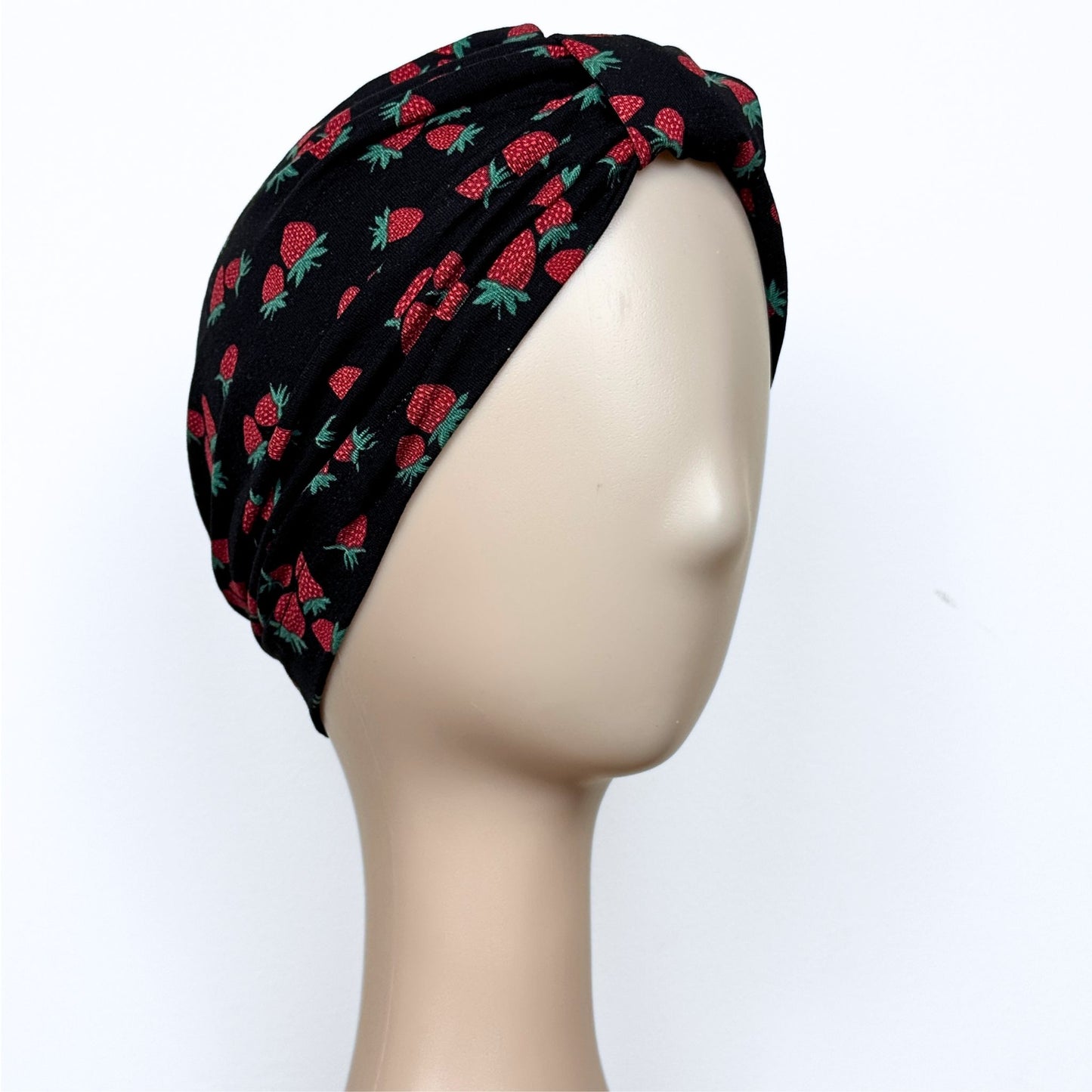 Strawberries Black Bow Cap