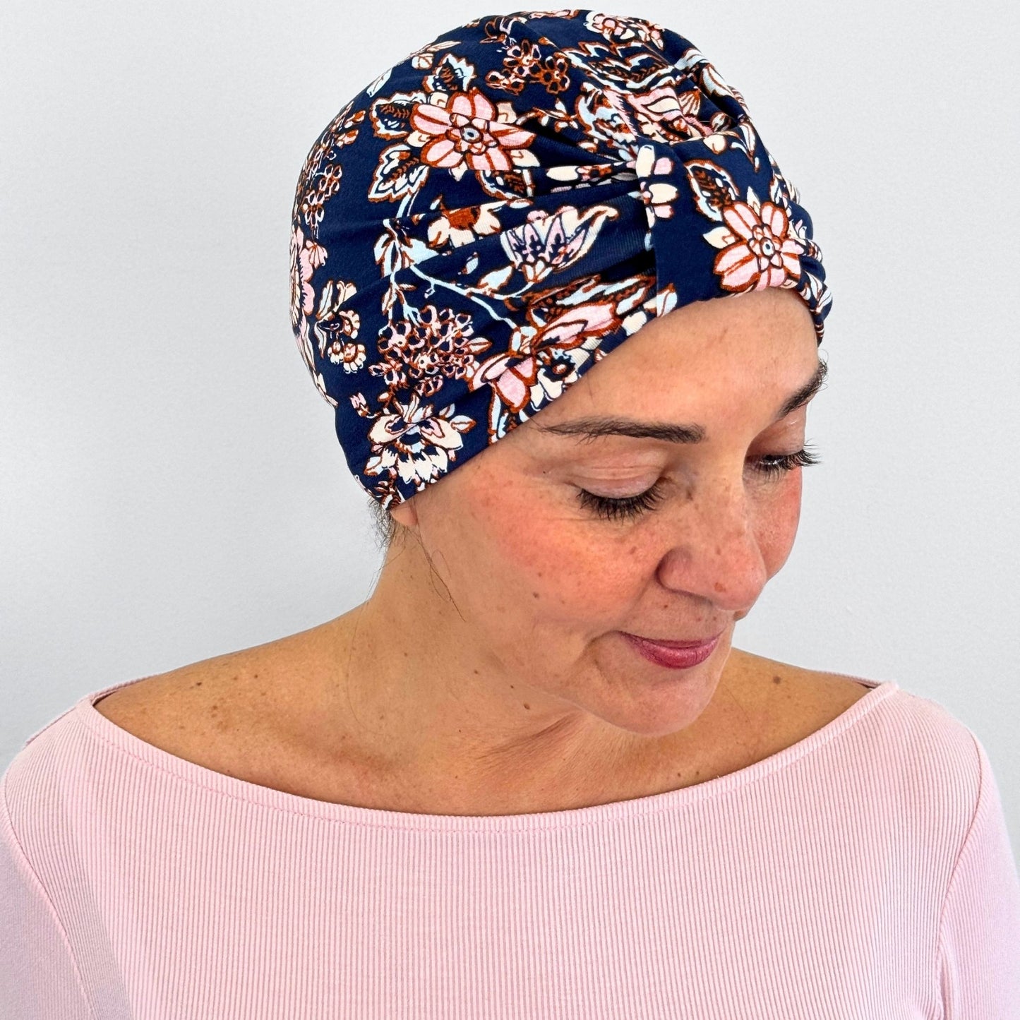 Floral Blue Bow Cap