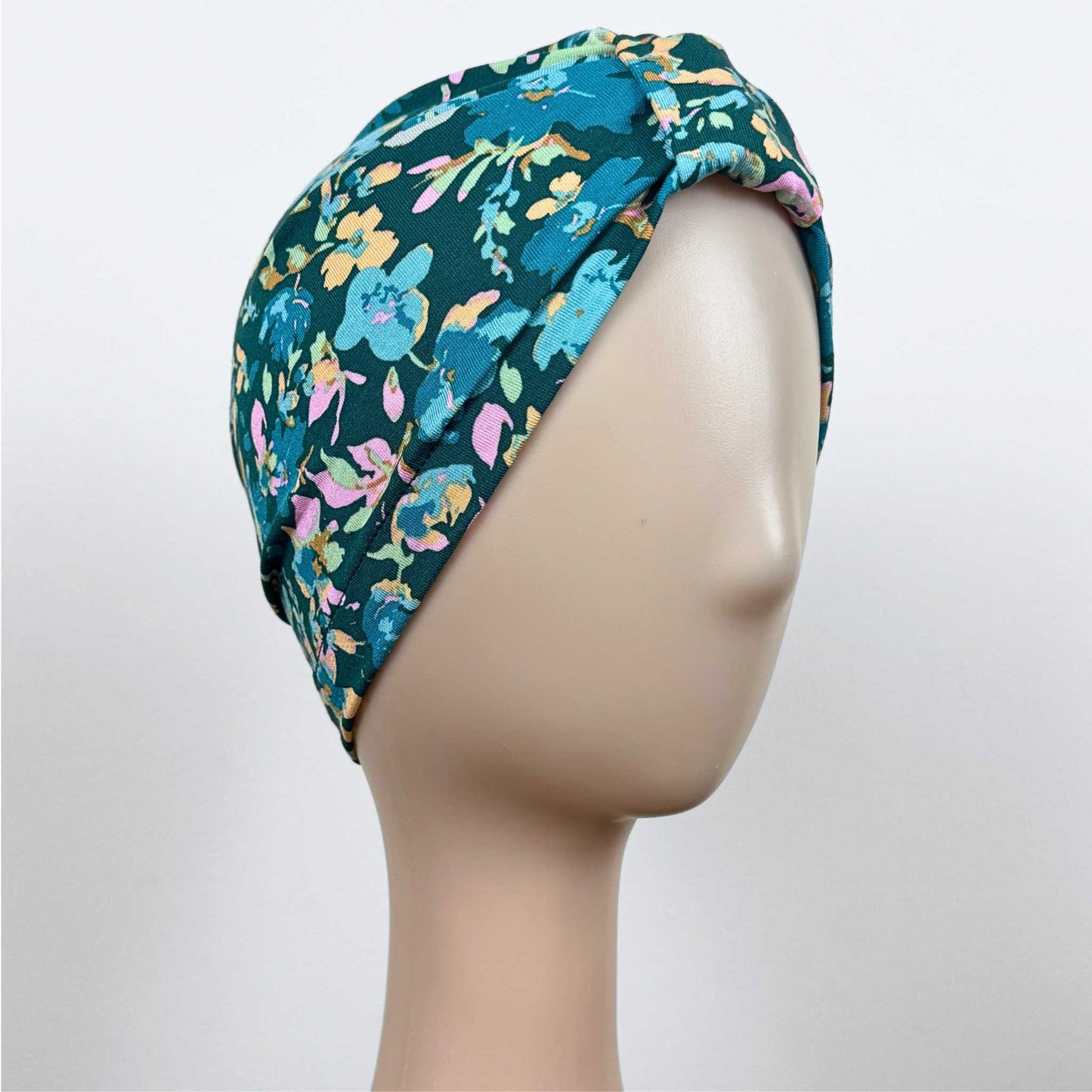 Teal Flowers Bow Cap