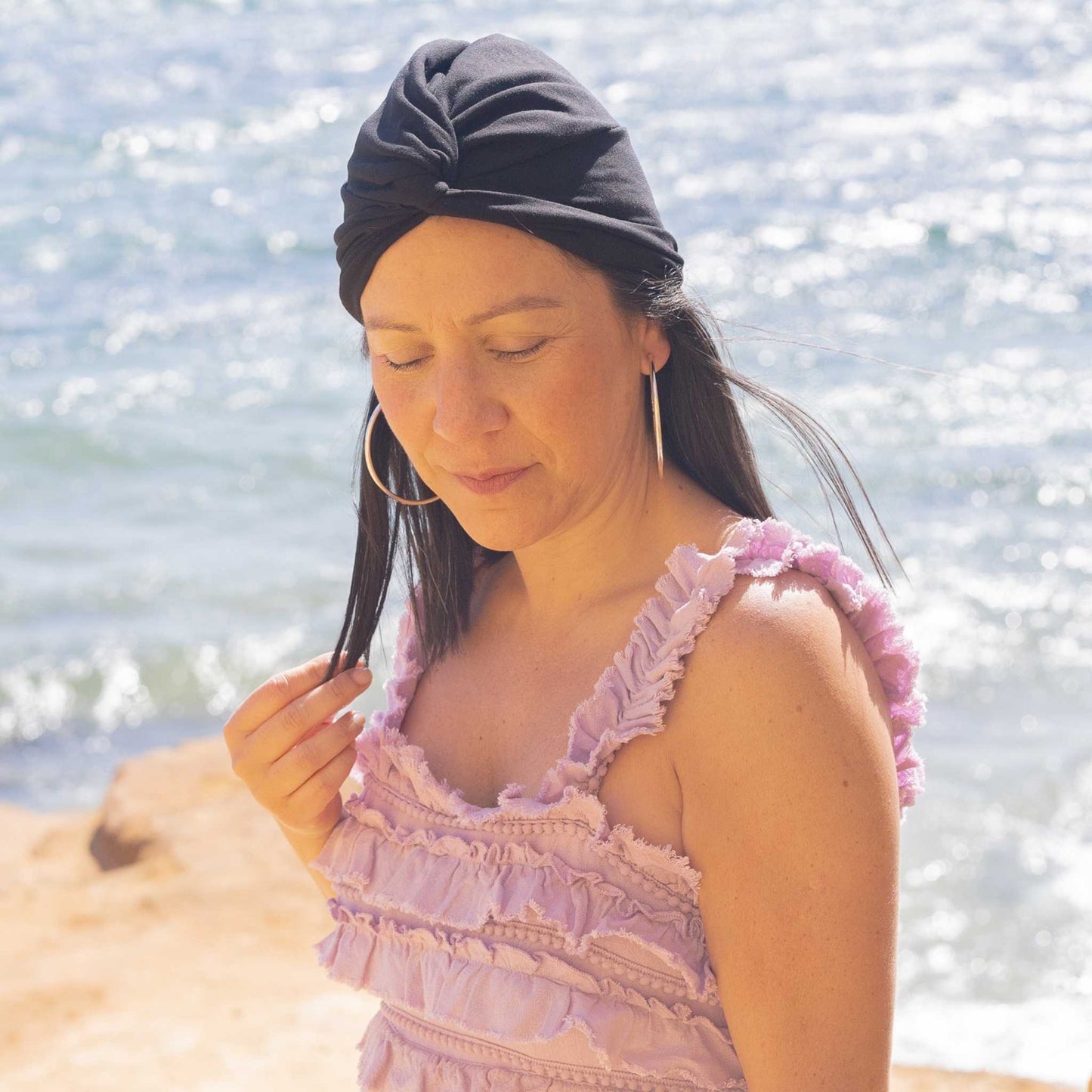 Black Plain Turban Hat