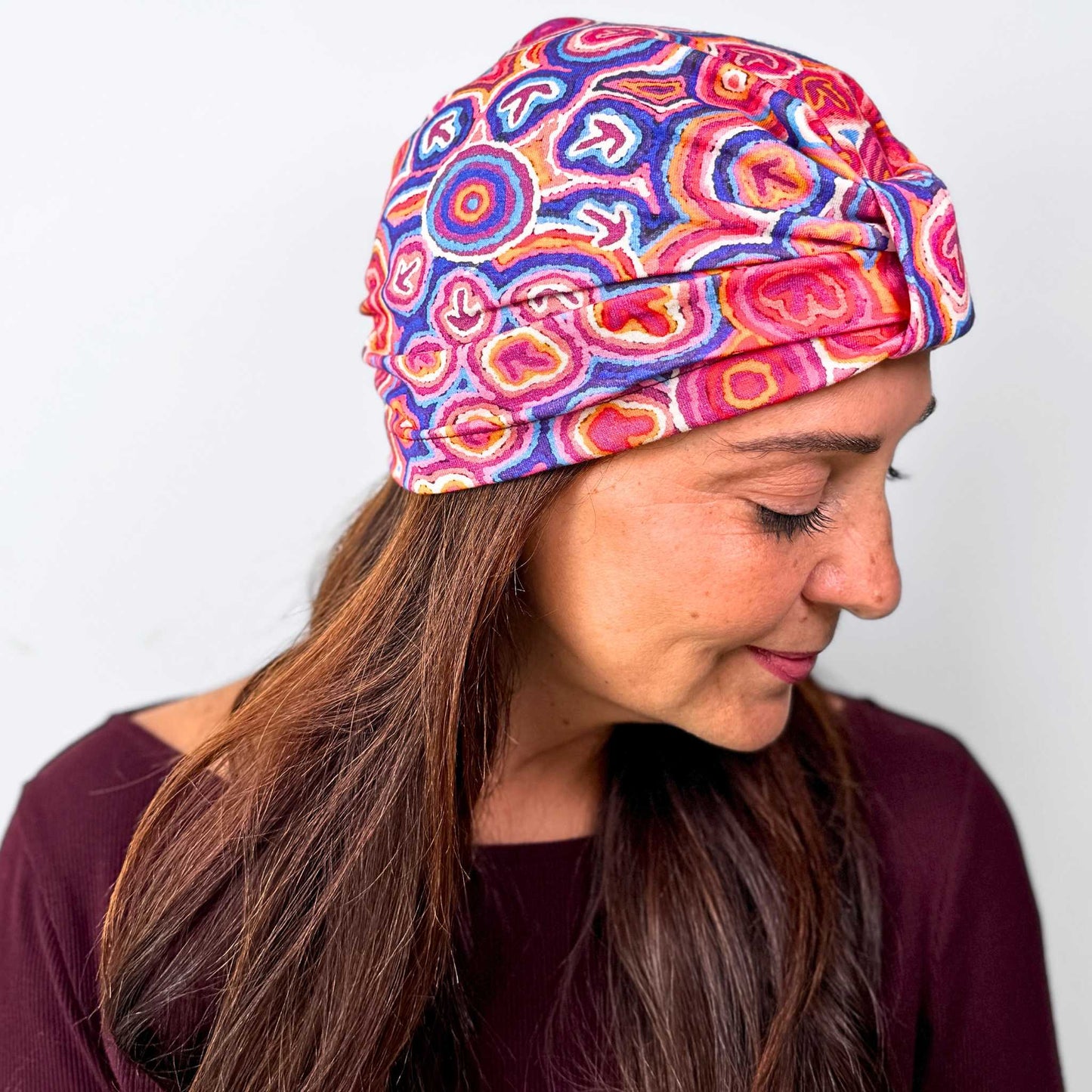 Emu Wirliya Dreams Turban Bow Cap - Aboriginal Art