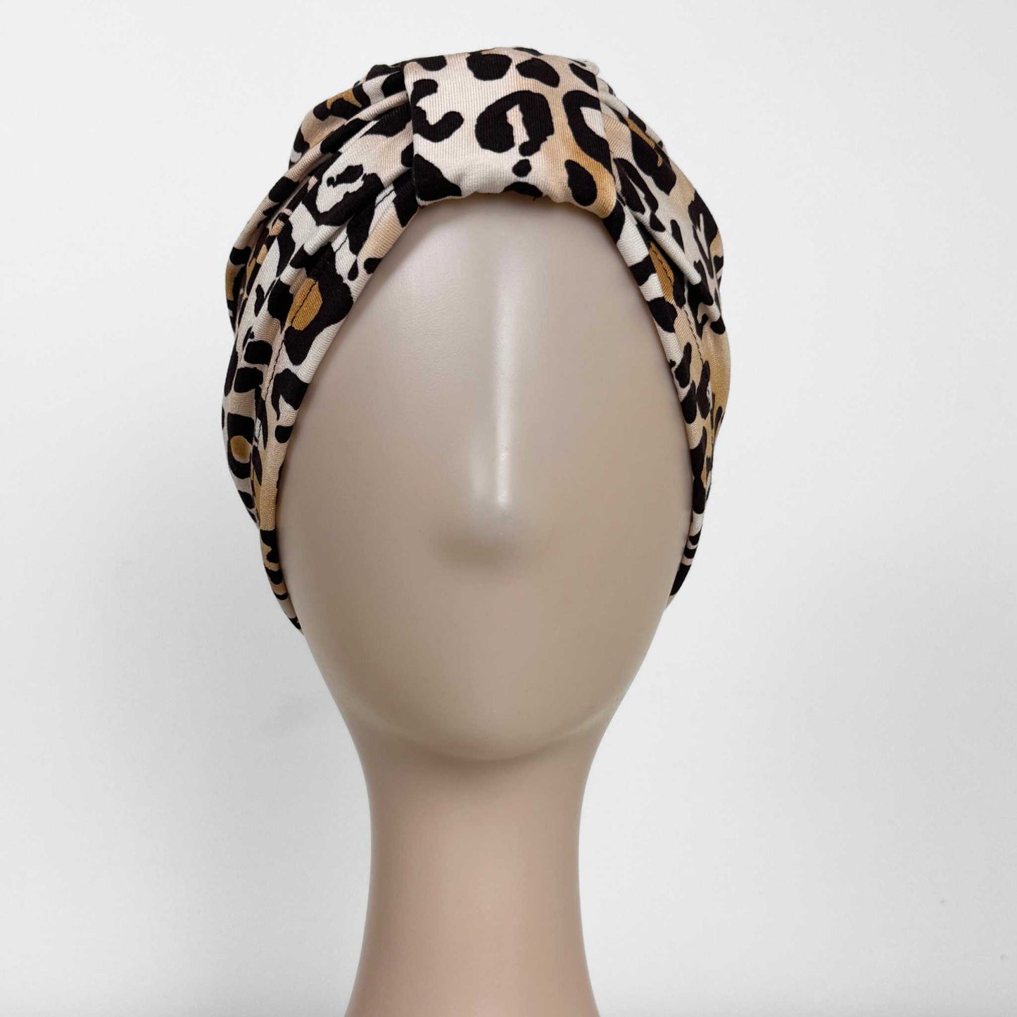 Mocha Leopard Turban Bow Cap