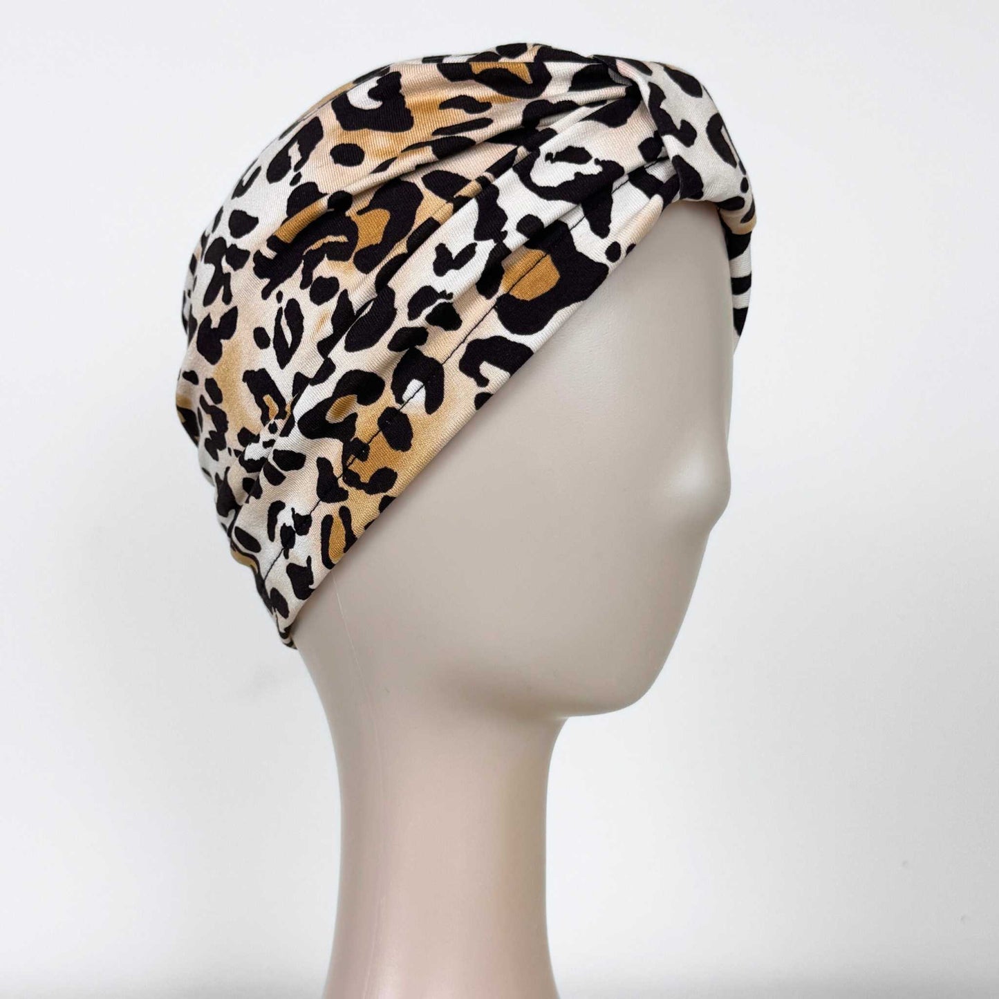Mocha Leopard Turban Bow Cap