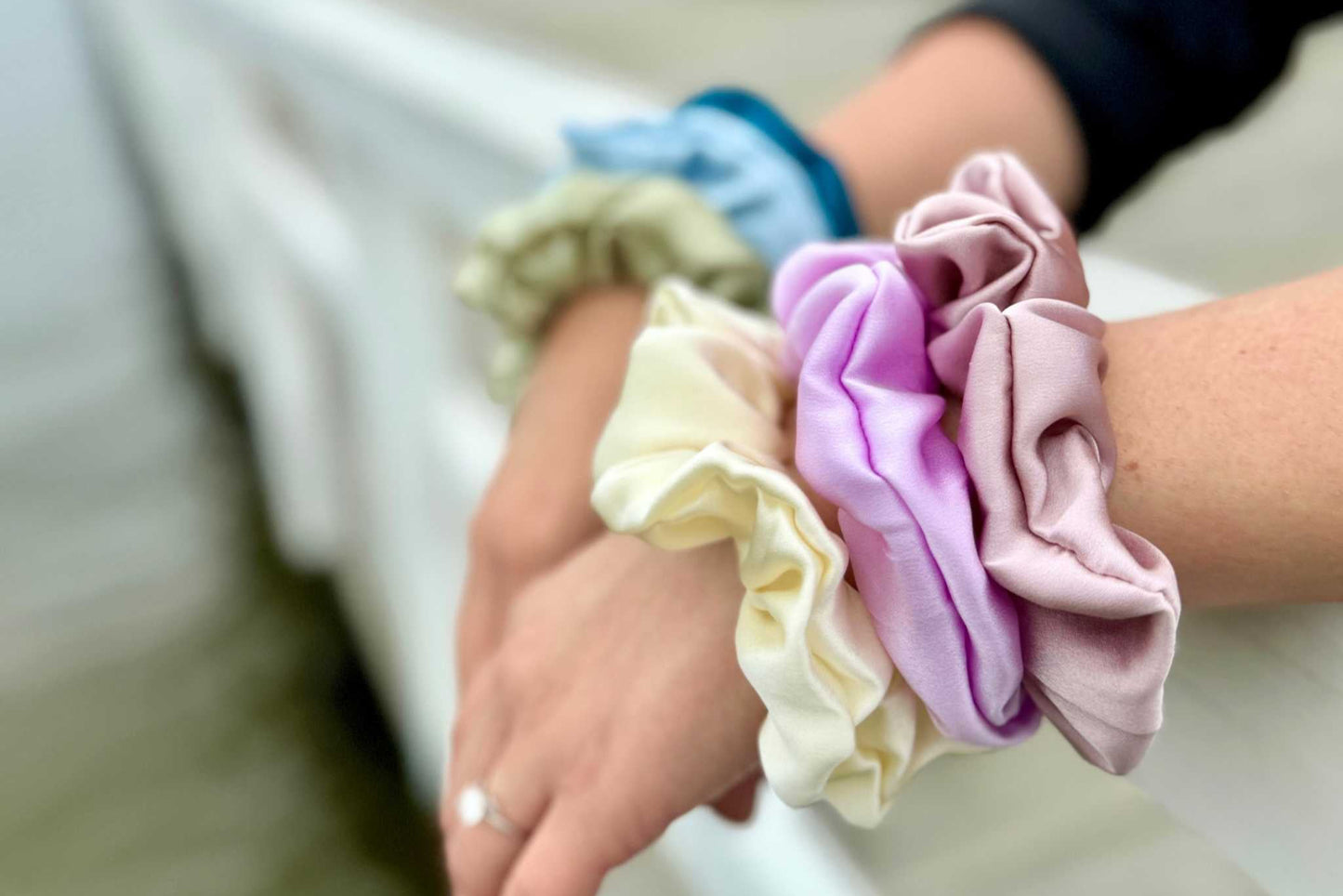 White Ivory Silk Scrunchie