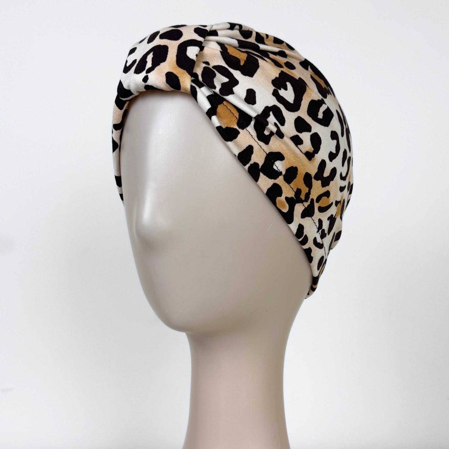 Mocha Leopard Turban Bow Cap