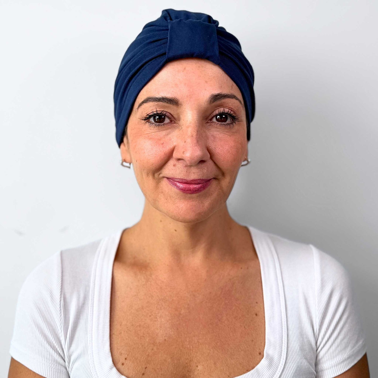 Blue Navy Plain Turban Bow Cap