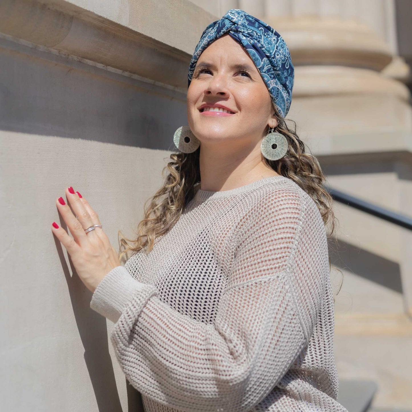 Blue Paisley Turban Hat