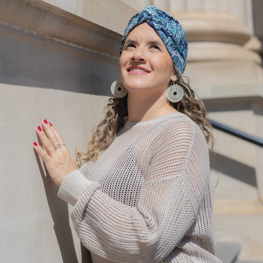 Blue Paisley Turban Hat