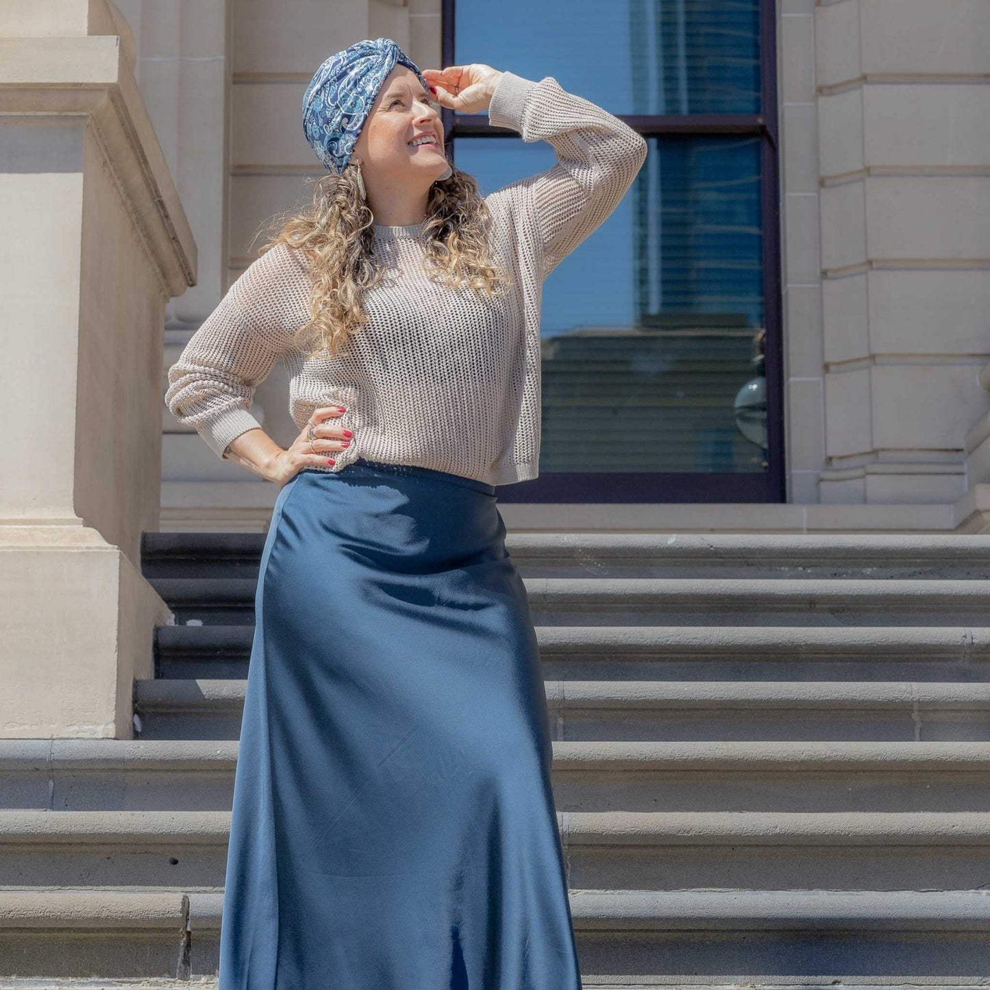 Blue Paisley Turban Hat