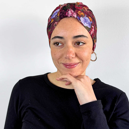 Vintage Flower Turban Bow Cap