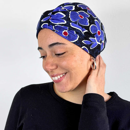 Purple Watercolour Turban Bow Cap