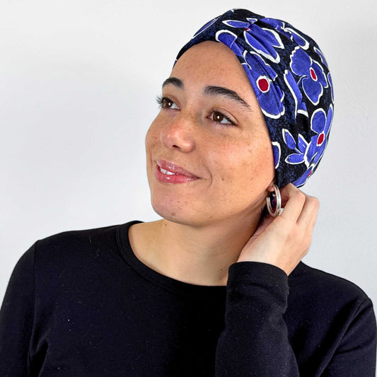 Purple Watercolour Turban Bow Cap