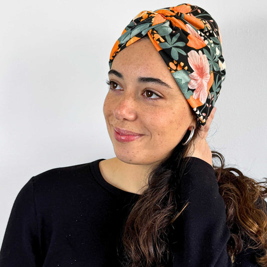 Golden Flowers Turban Hat