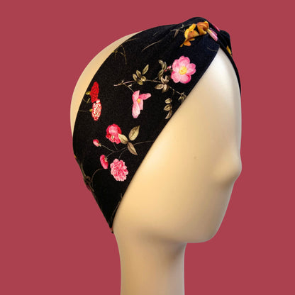 Black Vintage Floral Headband