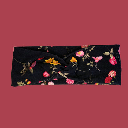 Black Vintage Floral Headband