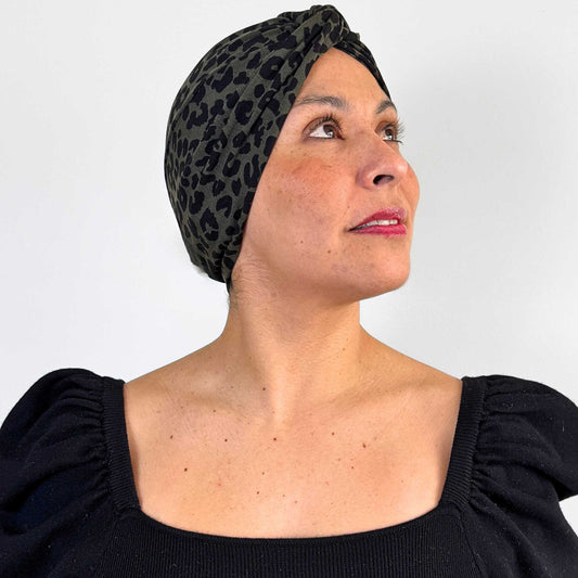Leopard Green Turban Hat