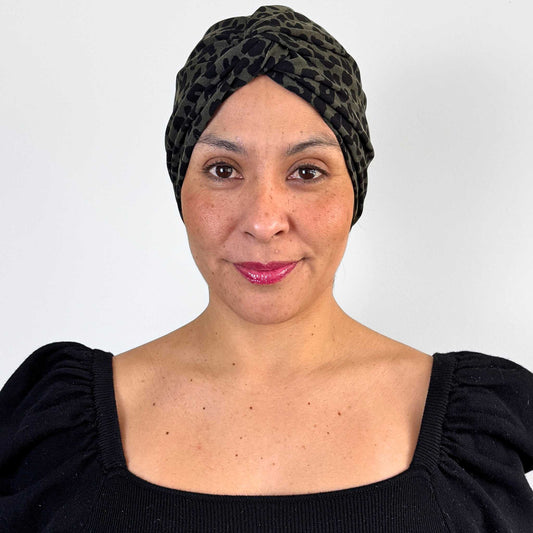 Leopard Green Turban Hat