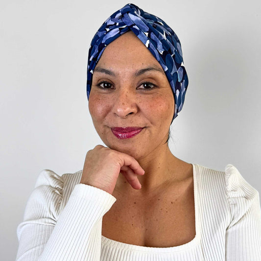 Blue Brush Turban Hat