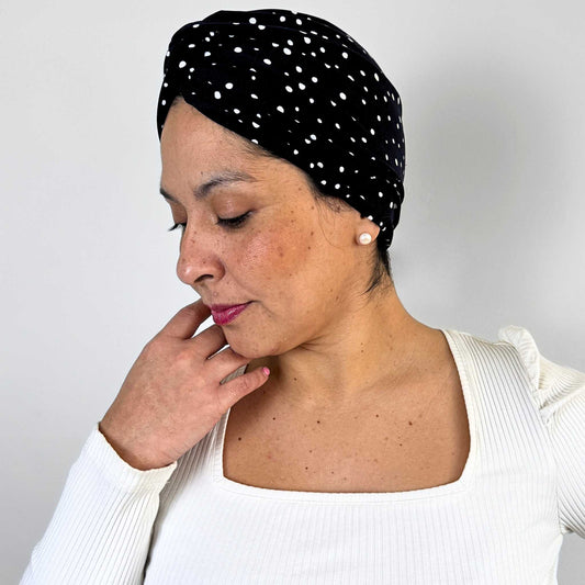 Polka Navy Turban Hat
