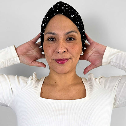 Polka Navy Turban Hat