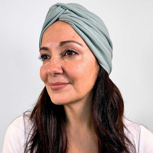 Teal Blue Plain Turban Hat