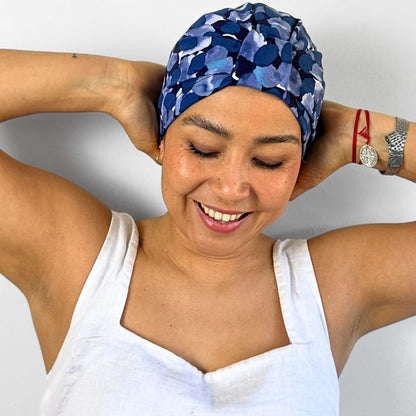 Blue Brush Turban Bow Cap