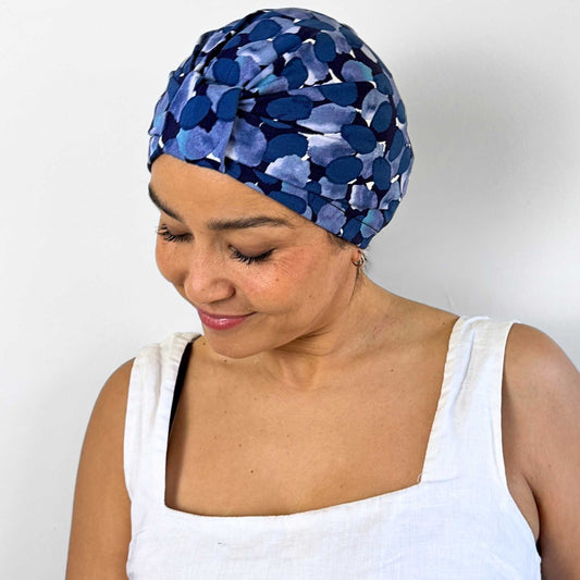 Blue Brush Turban Bow Cap