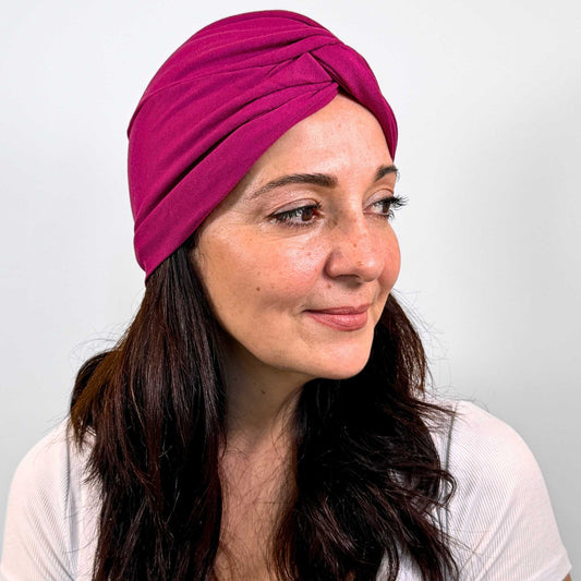Fuchsia Plain Turban Hat