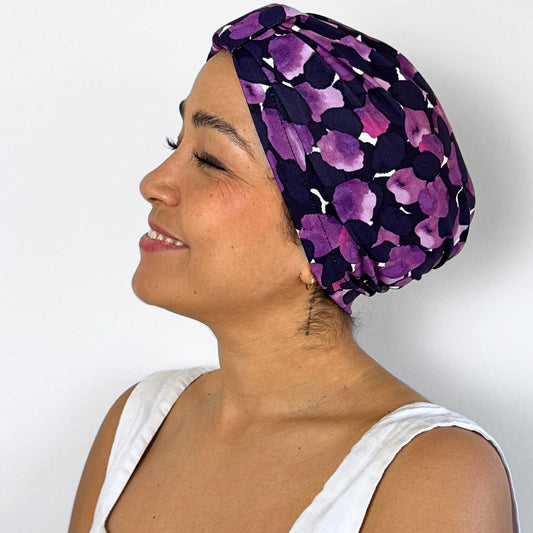 Purple Brush Turban Bow Cap